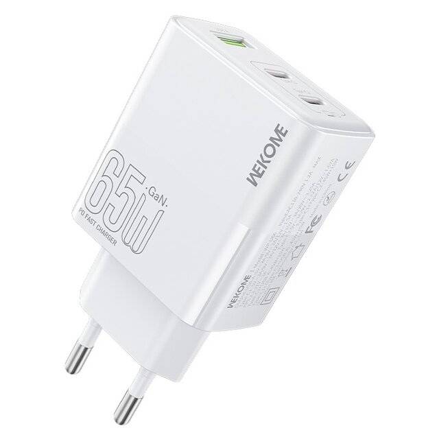 Wekome WP‑U66 65W USB‑A + 2×Type‑C Charger