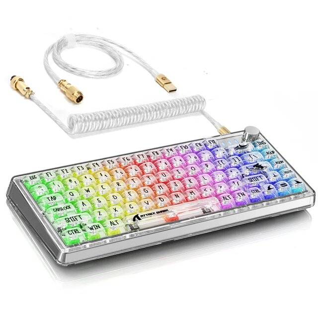 Attack Shark K75RGB Wired Keyboard (White Transparent)
