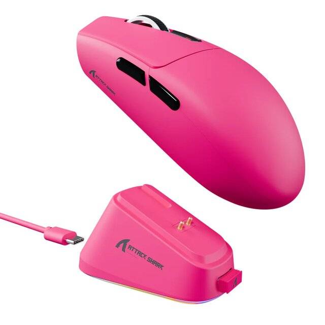 Attack Shark G3 Pro Wired‑2.4G‑BT Mouse (Berry Red)