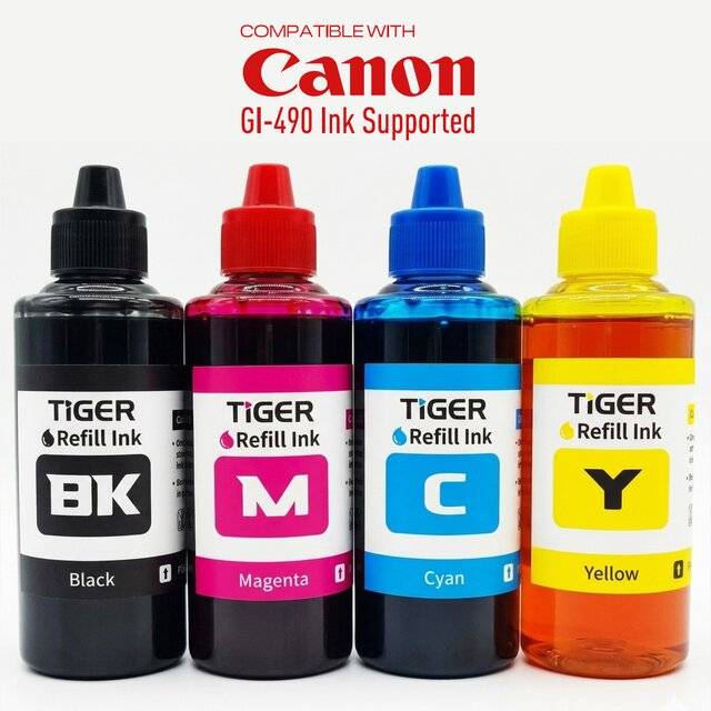 Tiger Canon GI‑490 (100ml ×4) CMYK Ink Refill