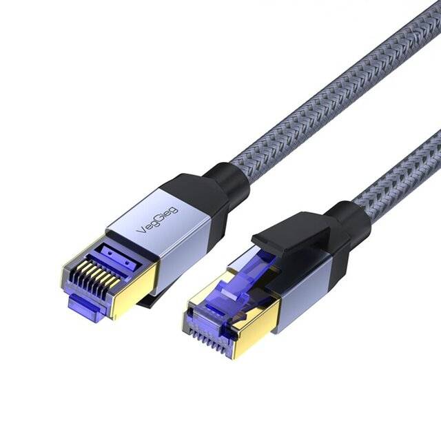 VegGieg V‑E822 (2m) CAT8 Gaming 40G FTP Patch Cord (Grey Cotton)