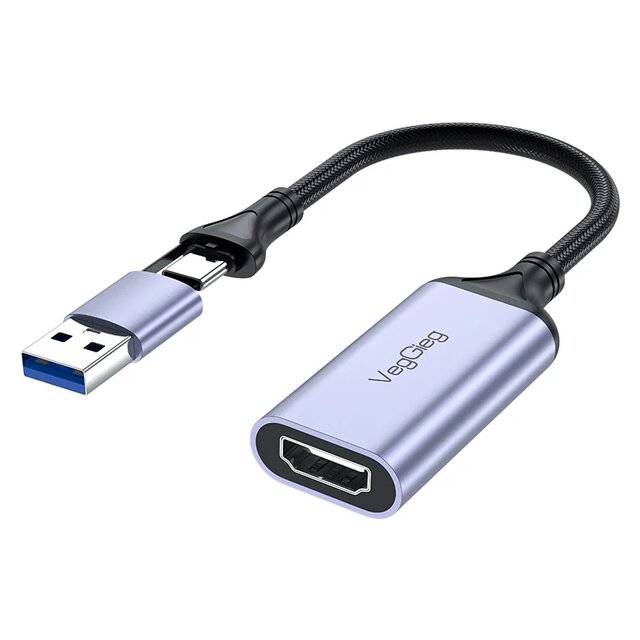 VegGieg V‑Z632 USB/Type‑C 3.0 2‑in‑1 Video Capture Card