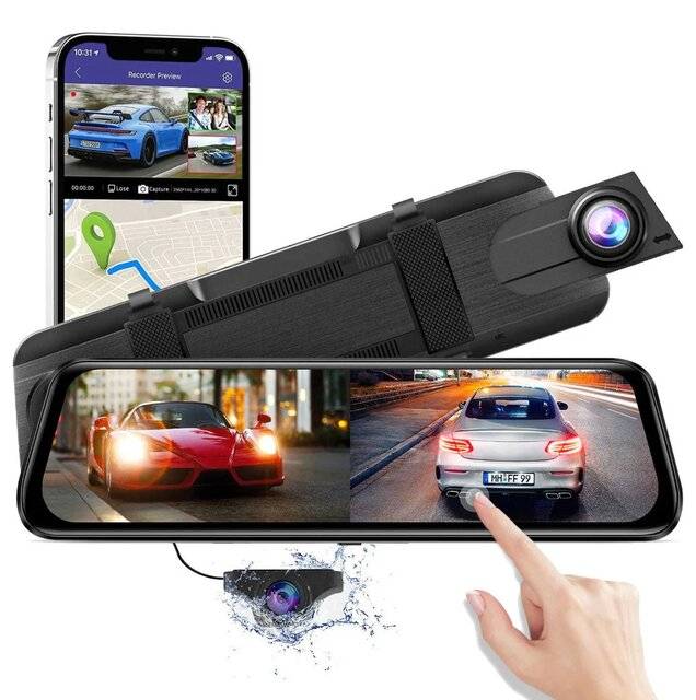 AZDome AR09 4K Ultra HD 9.66" Touch Screen Dash Cam