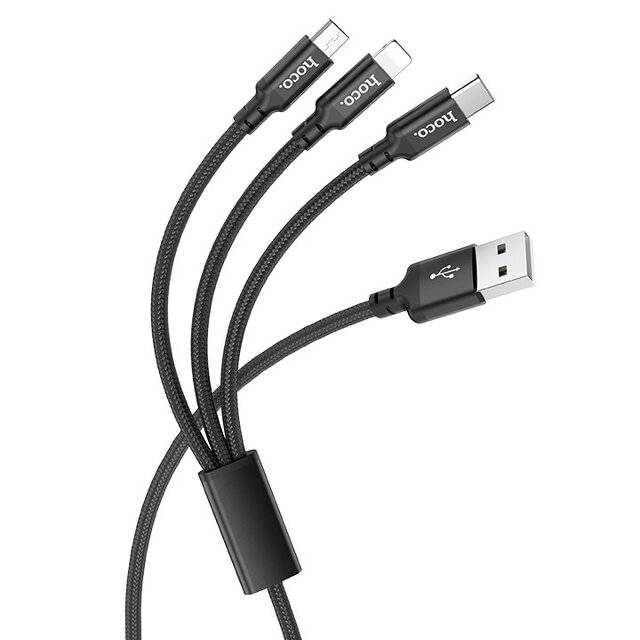 Hoco X14 3‑in‑1 Cable Micro + iP + Type‑C