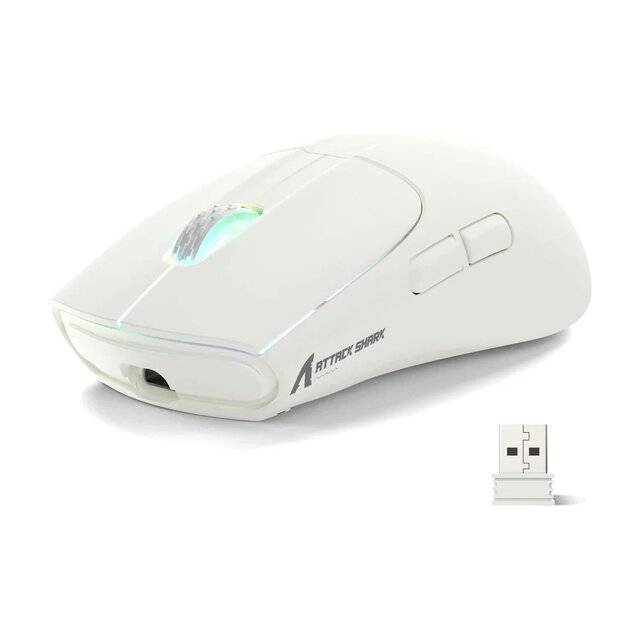 Attack Shark X5 [Wired-2.4G-BT] Wireless Mouse (White)