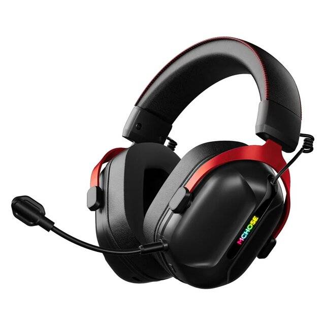 MCHOSE S9 Pro [Wired/2.4G/BT] Headphone (Black & Red)