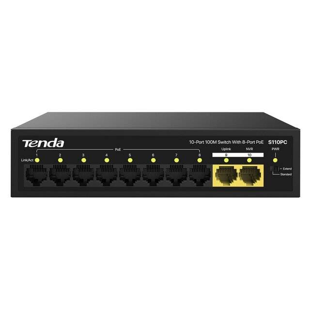 Tenda S110PC 10-Port 100M Lite Switch with 8-Port PoE