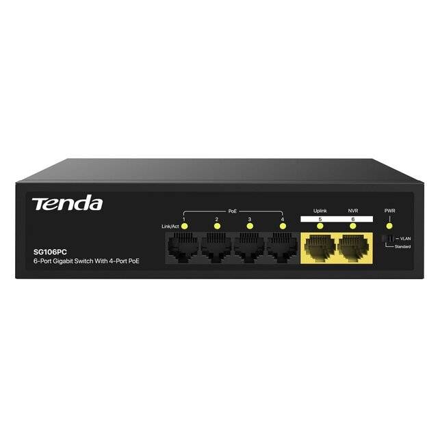 Tenda SG106PC 6-Port Gigabit Lite Switch with 4-Port PoE
