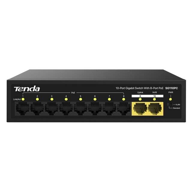 Tenda SG110PC 10-Port Gigabit Lite Switch with 8-Port PoE