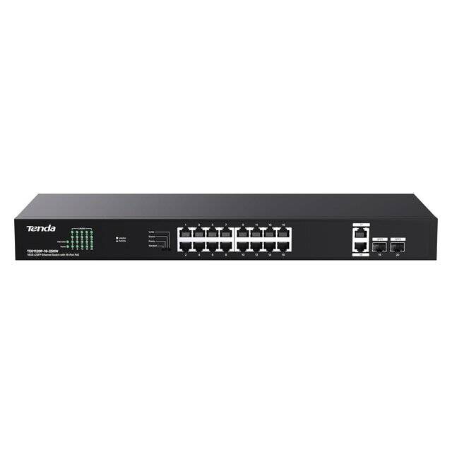 Tenda TEG1120P-16-250W Switch with 18GE + 2SFP and 16-Port PoE
